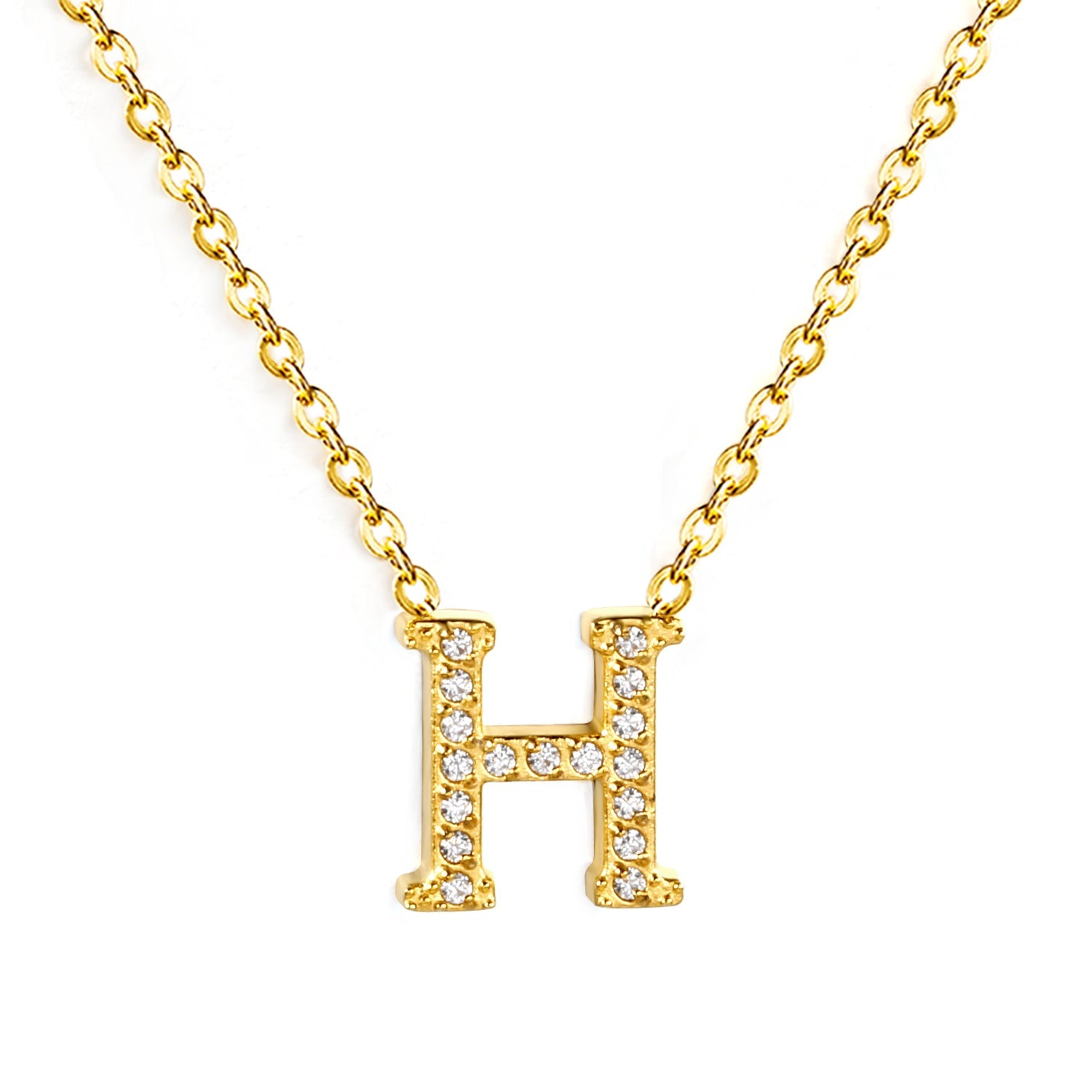 A-Z monogrammed pendant necklace with white diamonds 41+5cm asonjewelry